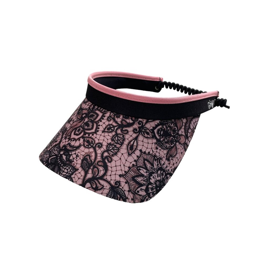 Glove it Rose Lace Visor Women OS Coil Pink Black Outdoor Golf Tennis Sporty NEW